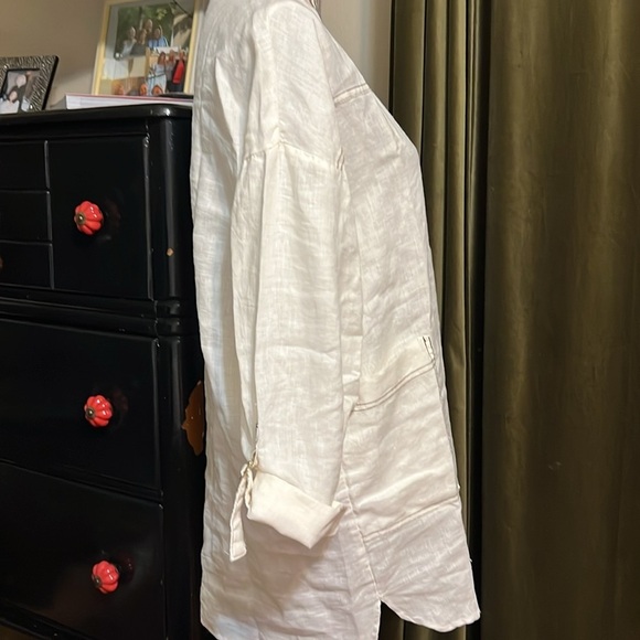 Andrew Marc Linen Tunic Cream Small - Picture 2 of 6